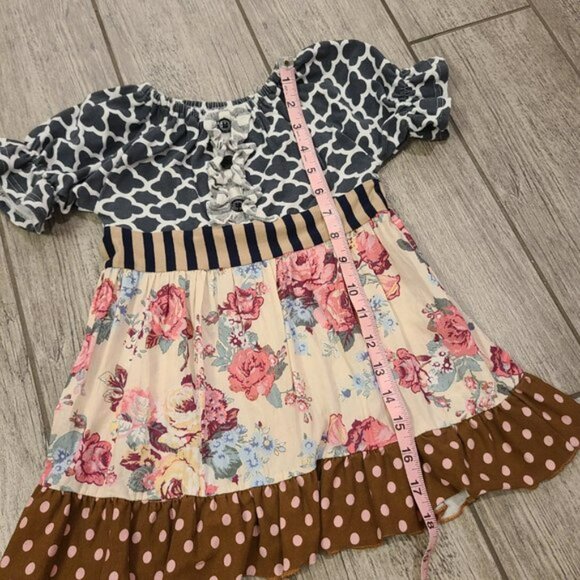 Tutu & Lulu toddler girl boutique dress brown grey floral size 2T - 3T - Picture 8 of 10